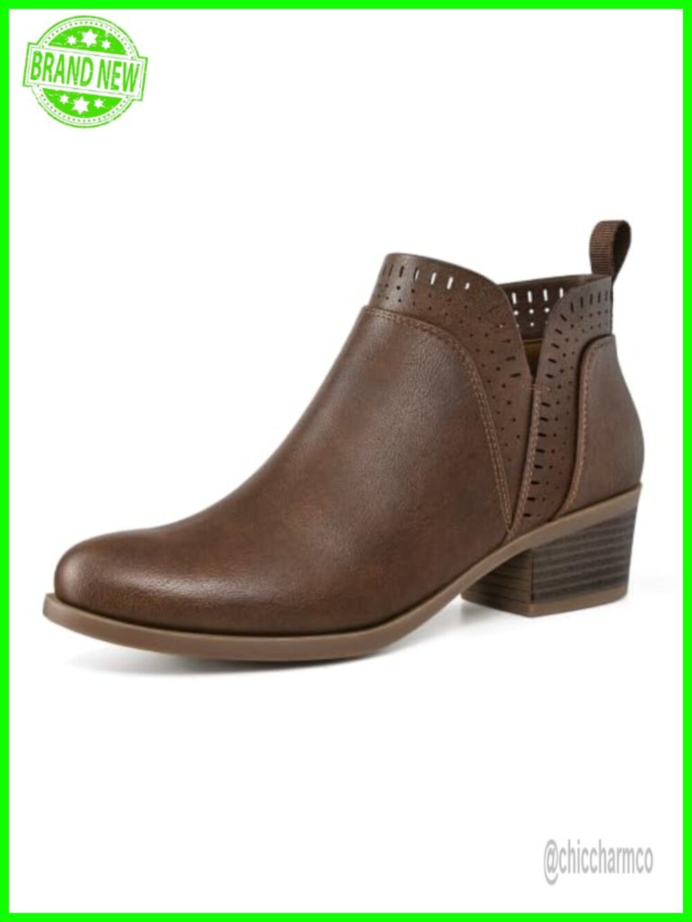 Women's Ankle Boots Chunky Block Heel Booties Side Zipper